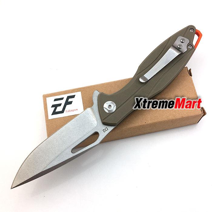มีดพับ Eafengrow 001DY ใบดำ ด้ามดำ D2 Blade Pocket Knives G10 Handle (ด้ามสีทราย)