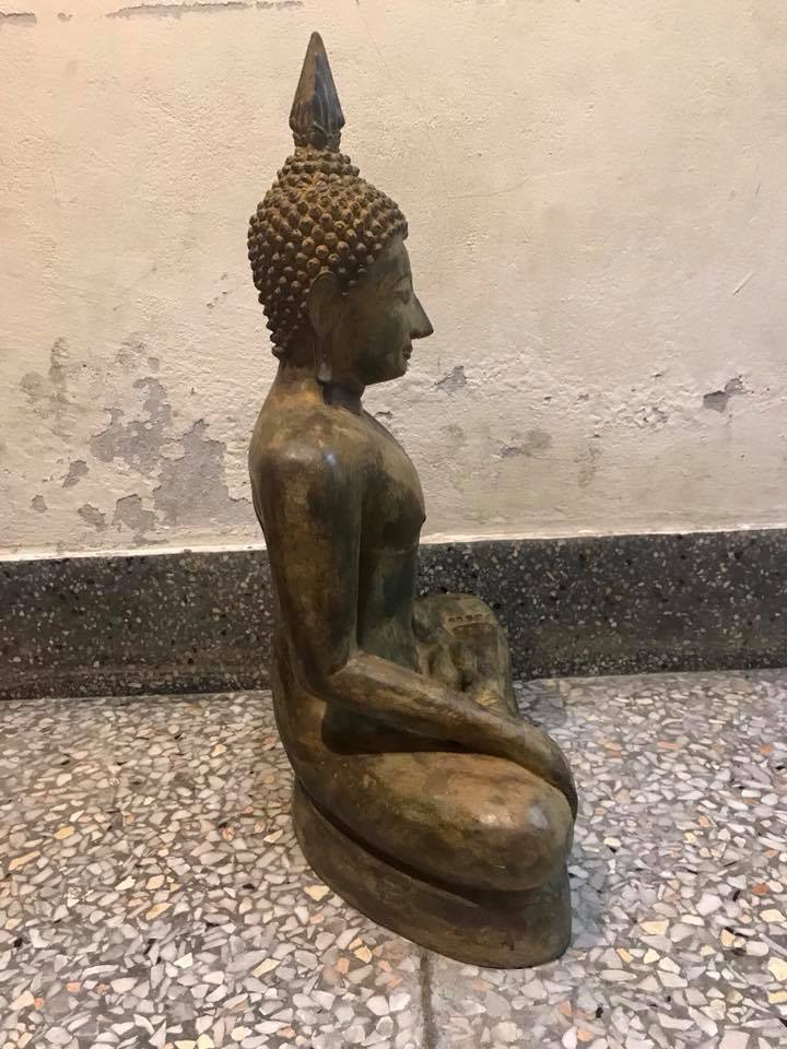 รูปหล่อ พระพุทธรูปสุโขทัย (หน้าตัก14นิ้ว สูง22นิ้ว) เนื้อทองเหลือง ใต้ฐานดินไทย