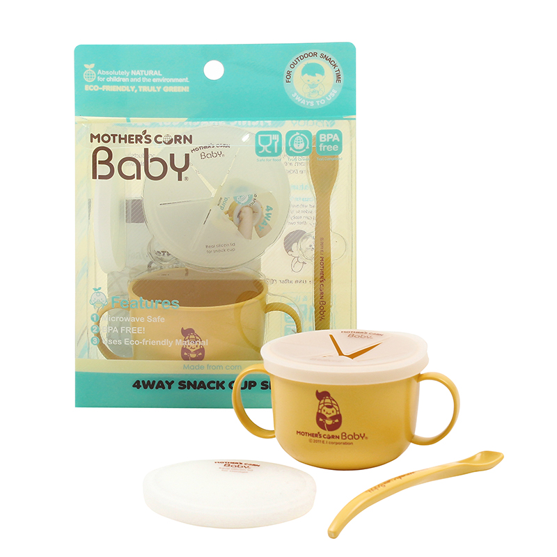 ชุดถ้วยบรรจุอาหารว่างพร้อมช้อนจากข้าวโพดปลอดสารพิษ Mother's Corn Baby 4 Way Snack Cup Set