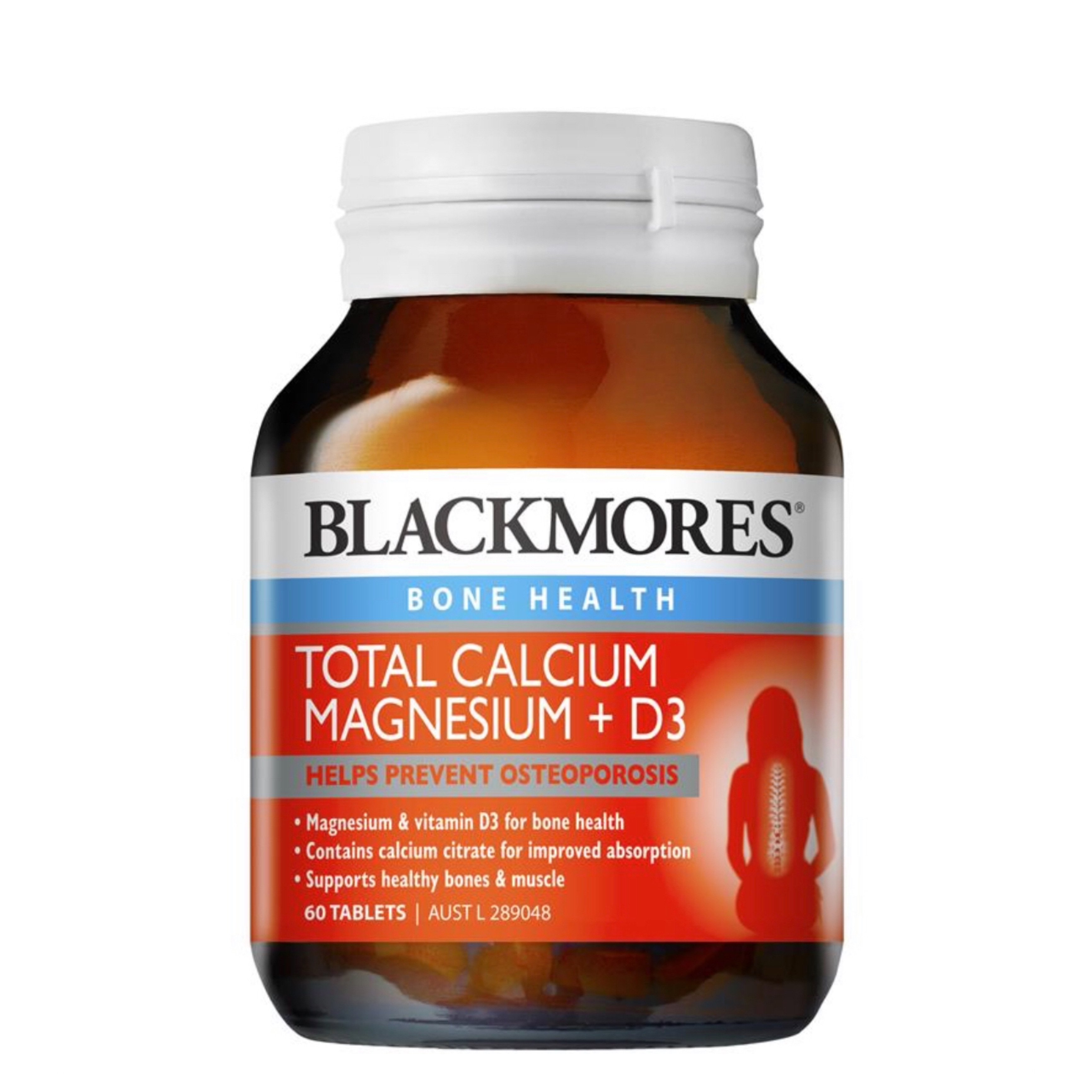 วิตามินเสริมแคลเซียมสำหรับเด็กโตและผู้ใหญ่ BLACKMORES Bone Health - Total Calcium, Magnesium + D3 (60 Tablets)