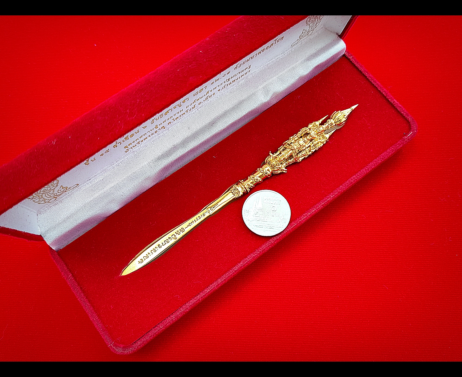 พระขรรค์โสฬส ศรีสรรเพชญ์ ที่๑ (ด้ามท้าวมหาราช ทั้ง4องค์ ท้าวจตุโลกบาล) (เข้าพิธีปลุกเสกมีดหมอเพชราวุธ วัดท่าขนุน ปี2558) ชุบทองแท้ #รับประกันแท้