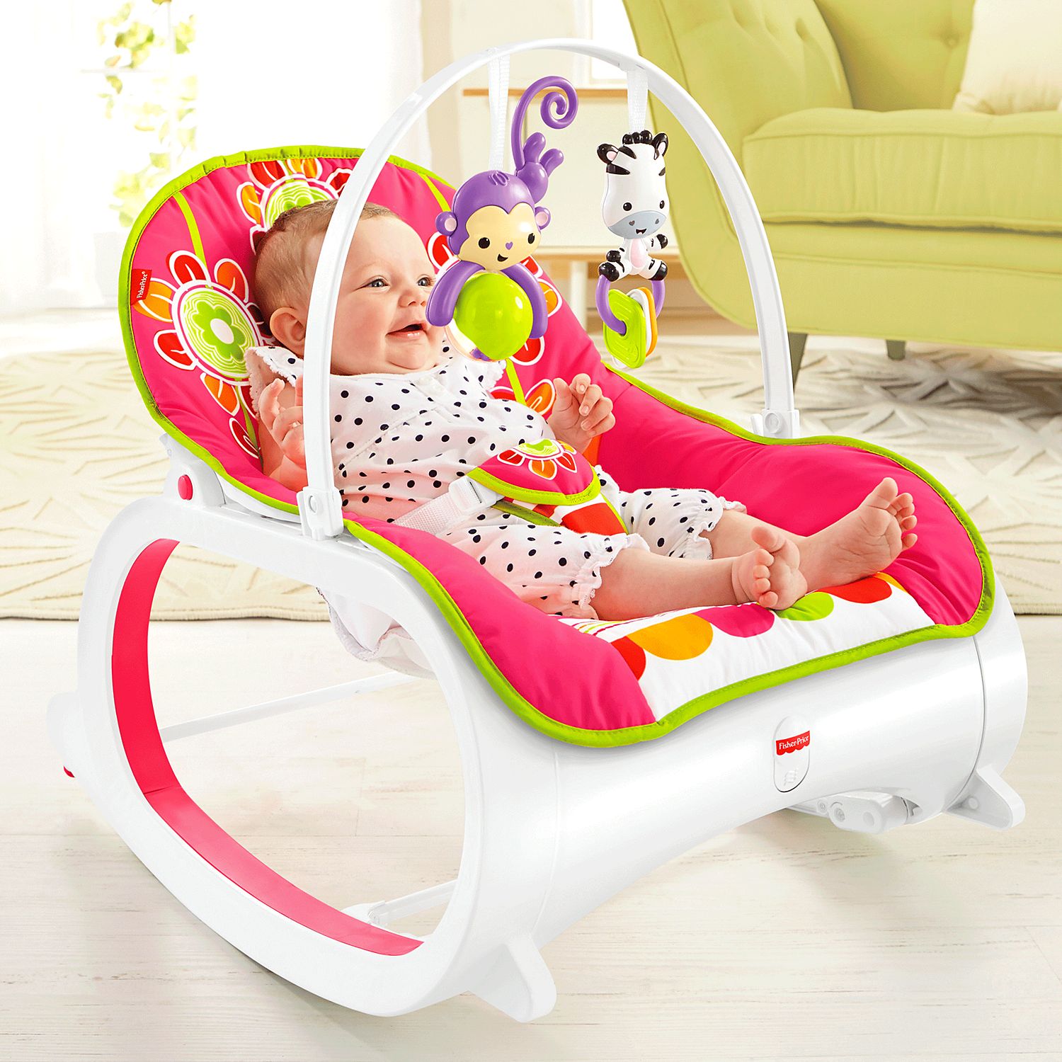 เปลโยกสั่นอัตโนมัติและเก้าอี้โยกเอนกประสงค์ Fisher-Price Infant-to-Toddler Rocker (Floral Confetti)