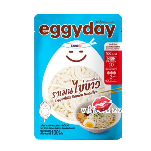 (ซองสีฟ้า) Eggyday Egg White Ramen Noodles 100g เอ้กกี้เดย์ เส้นราเมงทำจากไข่ขาวล้วน 100% พลังงานเพียง58 kcal อร่อยแบบราเมนแต่ไม่ต้องกลัวอ้วน เหมาะสำหรับคนชอบกินราเมนแต่ต้องการควบคุมแคล