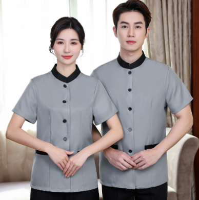 เสื้อพนักงานทำความสะอาด เสื้อแม่บ้านเสื้อแม่บ้านโรงแรมรีสอร์ท D6706001 น้ำตาล เทาอ่อน เทาเข้ม L-6XL