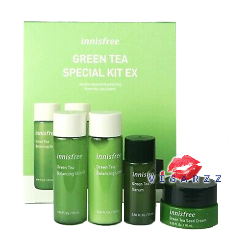 รุ่นใหม่ Innisfree Green Tea Special Kit Ex อินนิสฟรีชุดรวมผลิตภัณฑ์ชาเขียวบำรุง 4 ขั้นตอน ตัวที่ขายดีที่สุดประจำเคาเตอร์ เช่นเซรั่มชาเขียว Green Tea Seed Serum