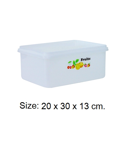 P04287 กล่องเหลี่ยมลายผลไม้ (20 x 30 x 13 cm.) เกรดเอ สำหรับใส่อาหาร No.902-Tราคาส่งต่อโหล: 12 ใบ