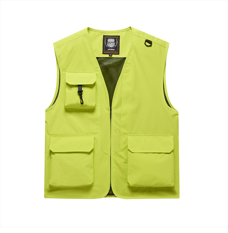 เสื้อกั๊กตาข่ายหลายกระเป๋าสำหรับปีนเขากลางแจ้ง เสื้อกั๊กถ่ายภาพ เสื้อกั๊กสัมภาษณ์ พิมพ์โลโก้ N6811001 สีภาพ S-6XL