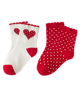ถุงเท้าเด็กหญิงแพคคู่ Gymboree Heart Sock ไซส์ 2 - 3 ปี