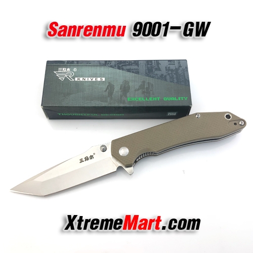 มีดพับ Sanrenmu 9001-GW ด้ามจับ G10 ใบมีด Tento Liner Lock Stainless Steel Folding Knife (สีน้ำตาล)