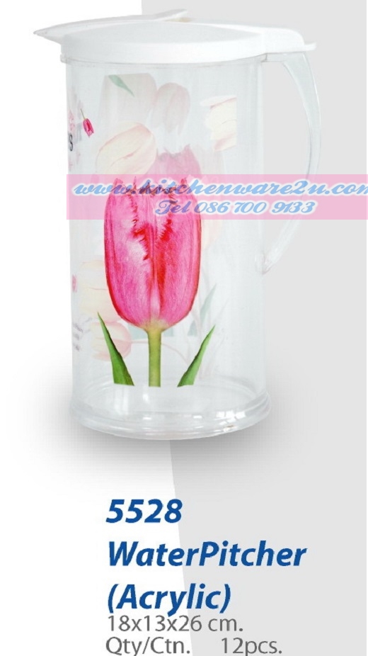 P07950 เหยือกน้ำ อคิลิค 2.5 ลิตร พิมพ์ลาย (18*13*26 cm) สะอาด ทนทาน No.5528 ราคาส่งต่อ: 12 ใบ:เฉลี่ย 120 บ/ใบ