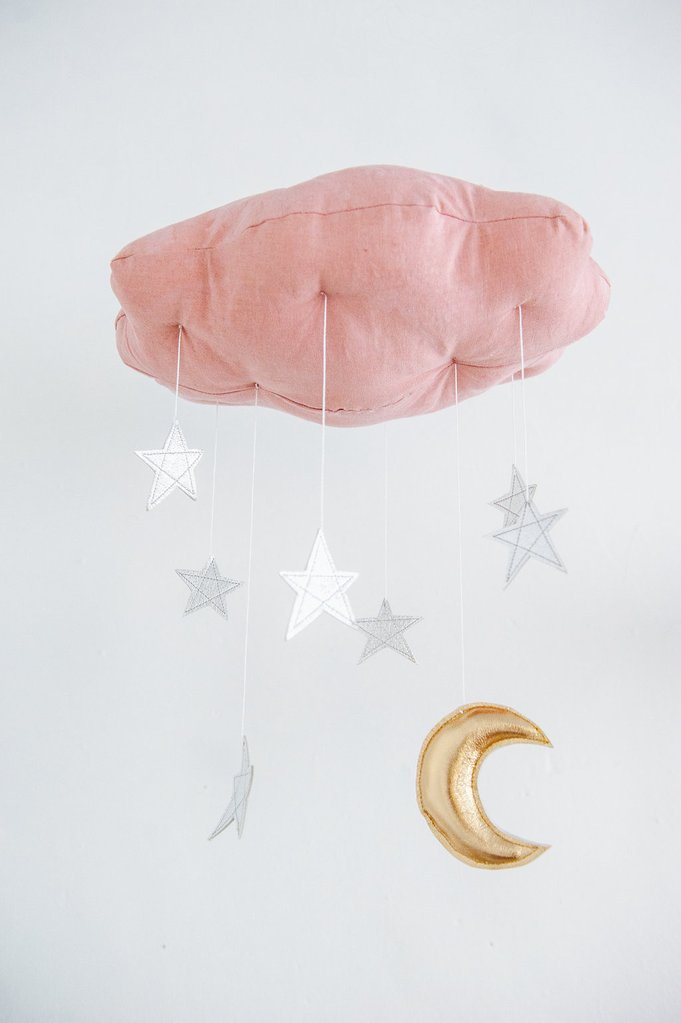 โมบายแขวนแสนน่ารัก Luxe Moon & Star Natural Dyed Cloud Mobile (Pink)