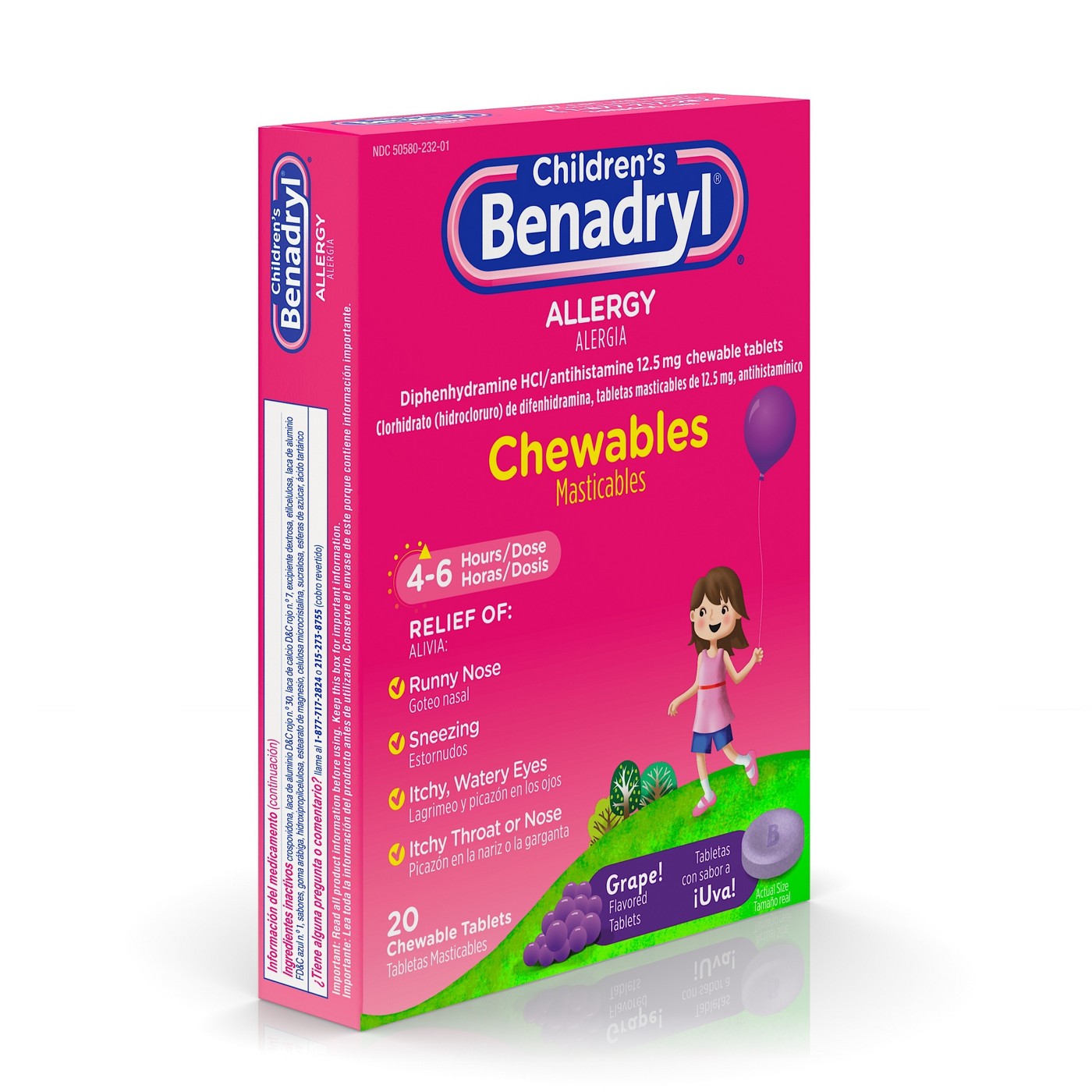 ยาบรรเทาอาการภูมิแพ้ชนิดเม็ดเคี้ยวสำหรับเด็กโตและผู้ใหญ่ Benadryl Children's Allergy Chewables