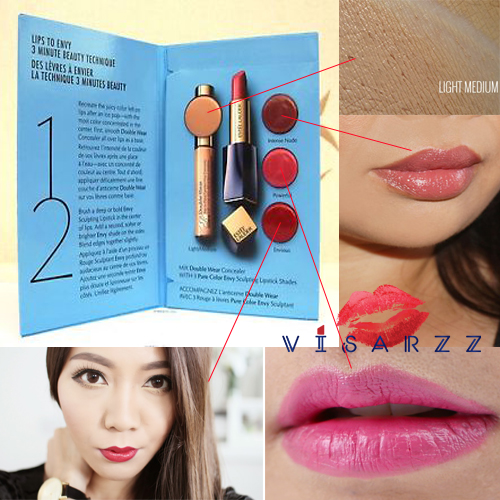 Estee Lauder Lips to Envy Sample Set 3 Minute Beauty Technique เทคโนโลยีเนรมิตความงามของเรียวปากเพียง 3 นาที ด้วยคู่เมคอัพที่ช่วยเนรมิตให้ผิวสวยสมบูรณ์แบบคอลซีลเลอร์ที่ปกปิดได้อย่างแนบเนียนและลิปสติกเนื้อครีมเนียนนุ่ม3เฉดสี