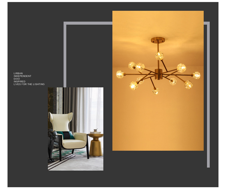 โคมไฟติดเพดานลายกิ่งคริสตัลสีทอง LED G4 [CRS18]