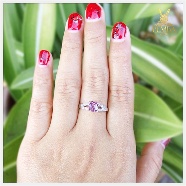 แหวนพิงค์สปิเนลแท้ สีชมพูใสไฟดี น่ารักๆ เงินแท้925 แหวนพลอยแท้