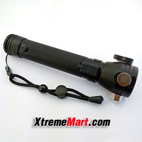 ไฟฉายทุบกระจก-ตัดBelt Zhouji T101 900LM มีแผง Solar cell/แม่เหล็ก/สัญญาณเสียงฉุกเฉิน Dual USB charge/charging bank Flashlight