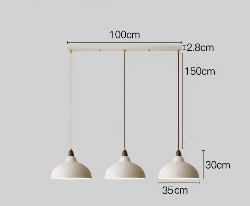 โคมไฟแขวนเพดานสไตล์นอร์ดิกหัวไม้โทนสีวอลนัท ปากโคมกว้าง35cm [AR90]