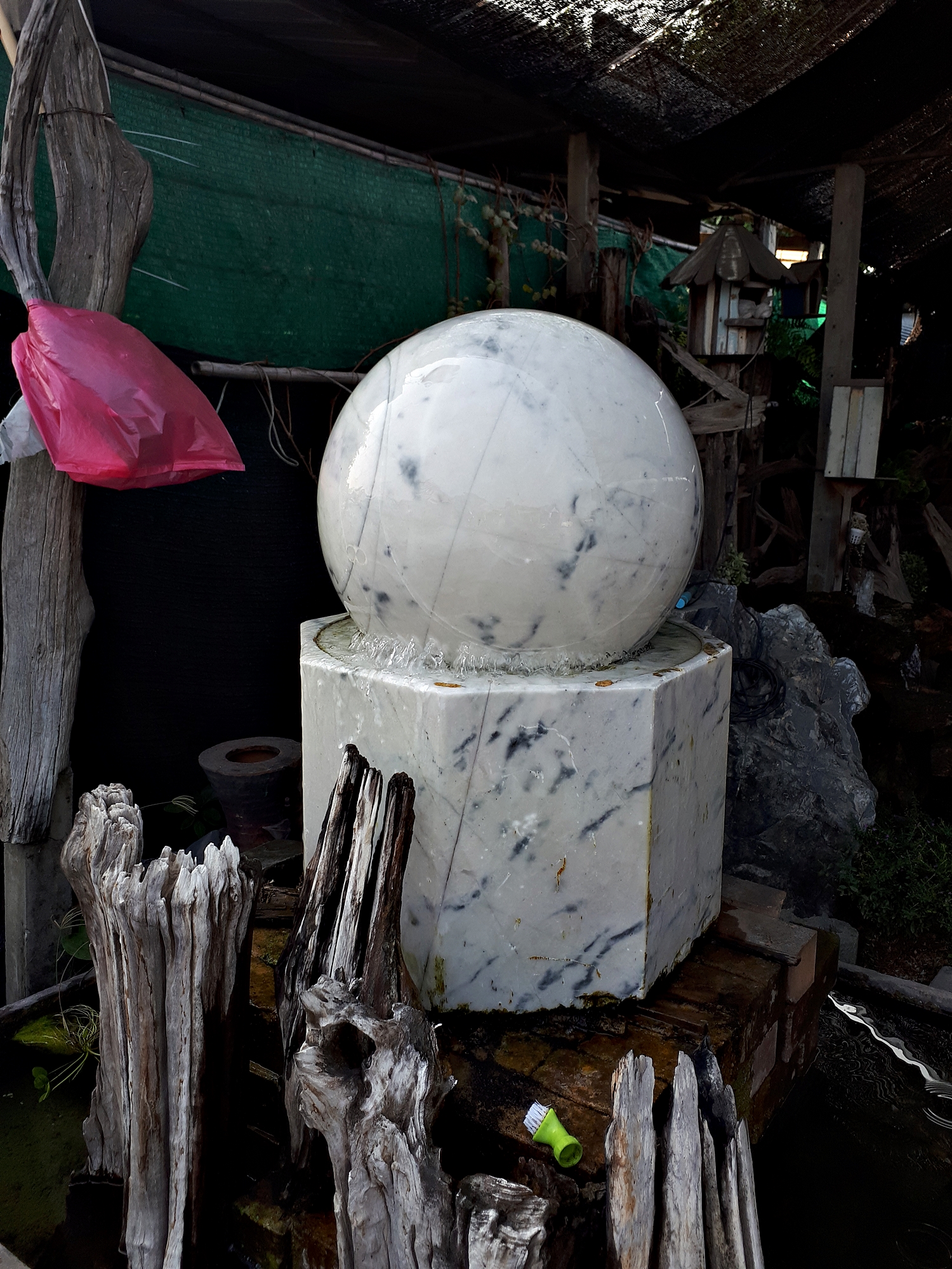 ลูกแก้วหินอ่อน น้ำพุ น้ำล้น ฮวงจุ้ย หลายขนาด