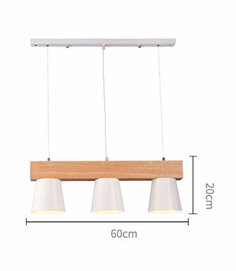 โคมไฟแขวนเพดาน 3 ดวง โป๊ะโคมสีขาวทรงแก้วน้ำคานไม้เนื้อแข็งสไตล์โมเดิร์น minimalist [6002D]