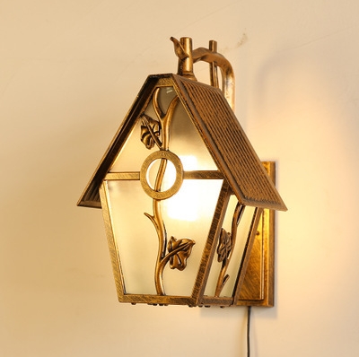 โคมไฟติดผนังโคมไฟติดระเบียงภายนอกทรงกระท่อมลายใบไม้ [VC0030]