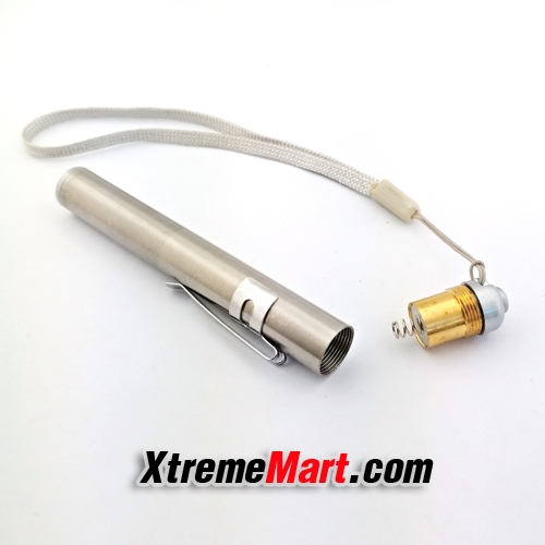 ไฟฉายขนาดเล็ก ไฟฉายปากกา Mini LED สแตนเลส 1 โหมด สว่าง 100LM พร้อมแบตเตอรี่ AAA 1 ก้อน