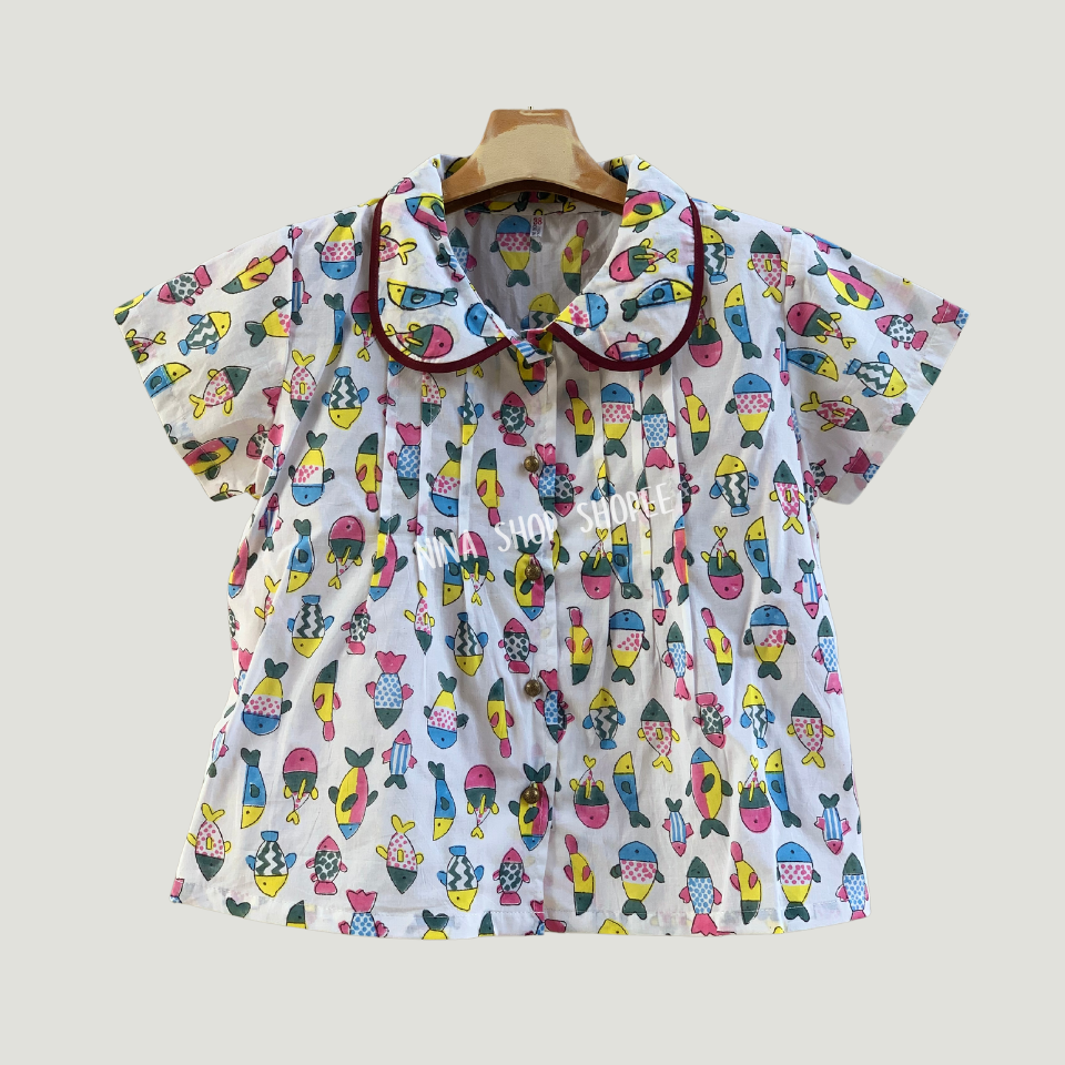 เสื้อผ้าฝ้ายอินเดีย คอบัว พิมพ์ลายดอกน่ารักสุดๆ เนื้อเบาเย็นสบาย สไตล์คังคุไบ ใส่ได้ทุกโอกาส เหมาะสำหรับ บ้านเราเมืองไทย