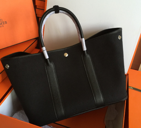 กระเป่า hm garden party leather+ canvas 36 cm สีดำ