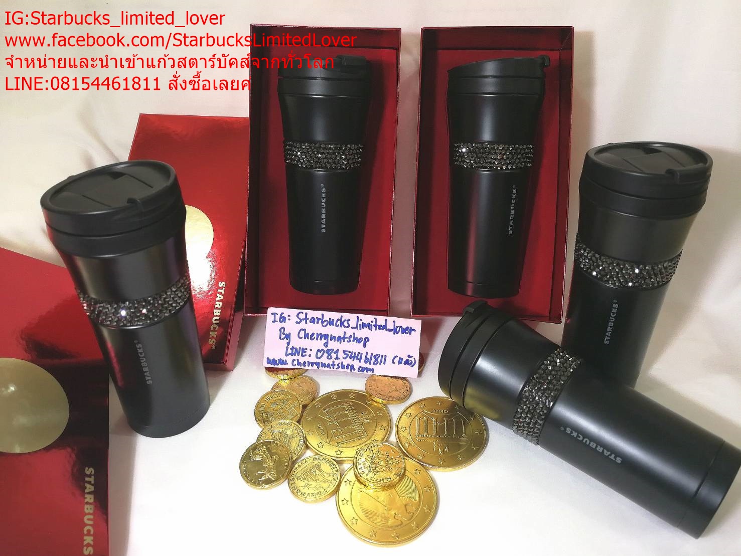 แก้วสตาร์บัคส์ล้อมเพชร,แก้วสตาร์บัคส์หายาก,แก้วสตาร์บัคส์อเมริกา!Starbucks USA Very Rare ,Luxury Limited USA stainless steel tumbler adorne with Swarovski crystals