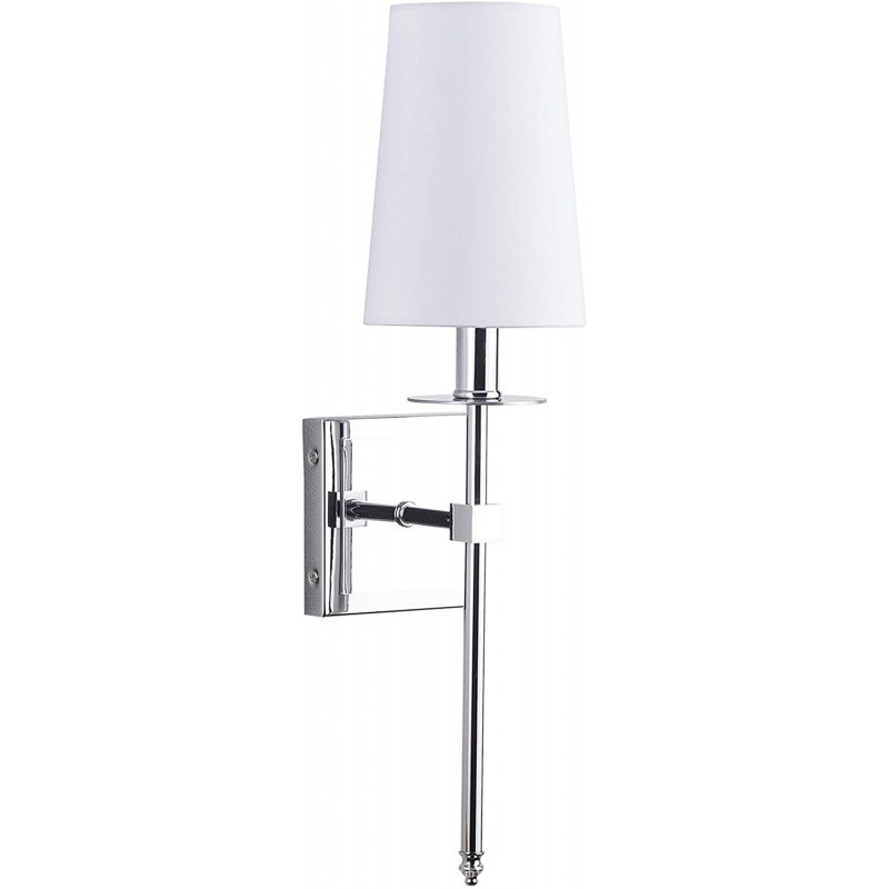 โคมไฟติดผนังภายในสไตล์ยุโรปแบบก้านยาวฐานติดทรงสี่เหลี่ยมโป๊ะผ้าสีขาว [FB-2283]