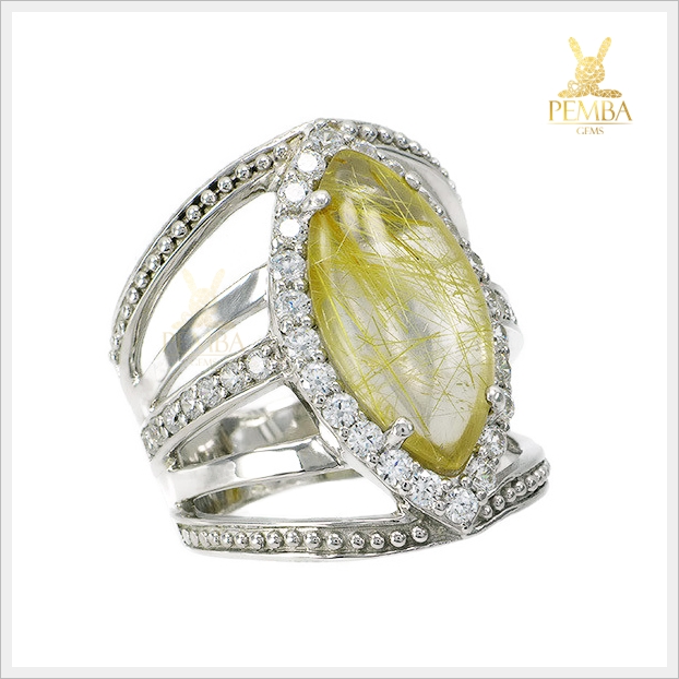 แหวนไหมทองแท้ ทรงมาส์สุดเก๋ เงินแท้925 ชุบทองคำขาว เรียกเงิน เรียกทอง