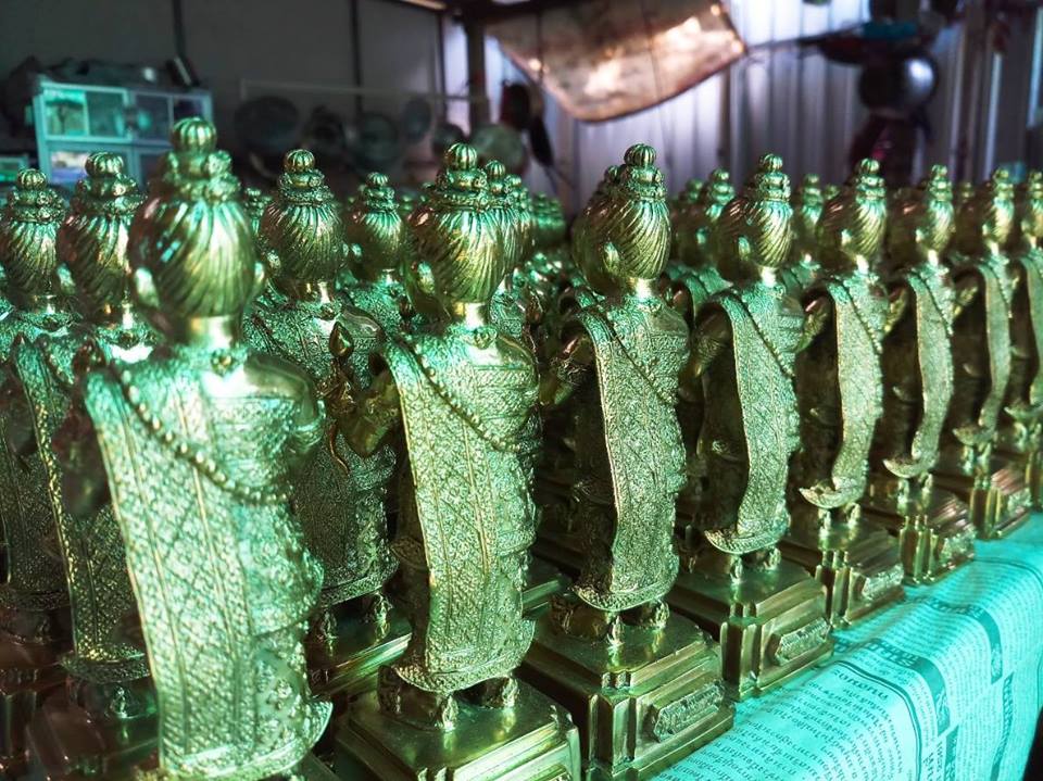 กุมารเทพ กุมาร-กุมารี หัวแก้ว-หัวแหวน เนื้อโลหะทองเหลืองขัดเงา (สูง6นิ้ว กว้าง2นิ้ว) หลวงพ่อหนุน วัดพุทธโมกข์ ปลุกเสก