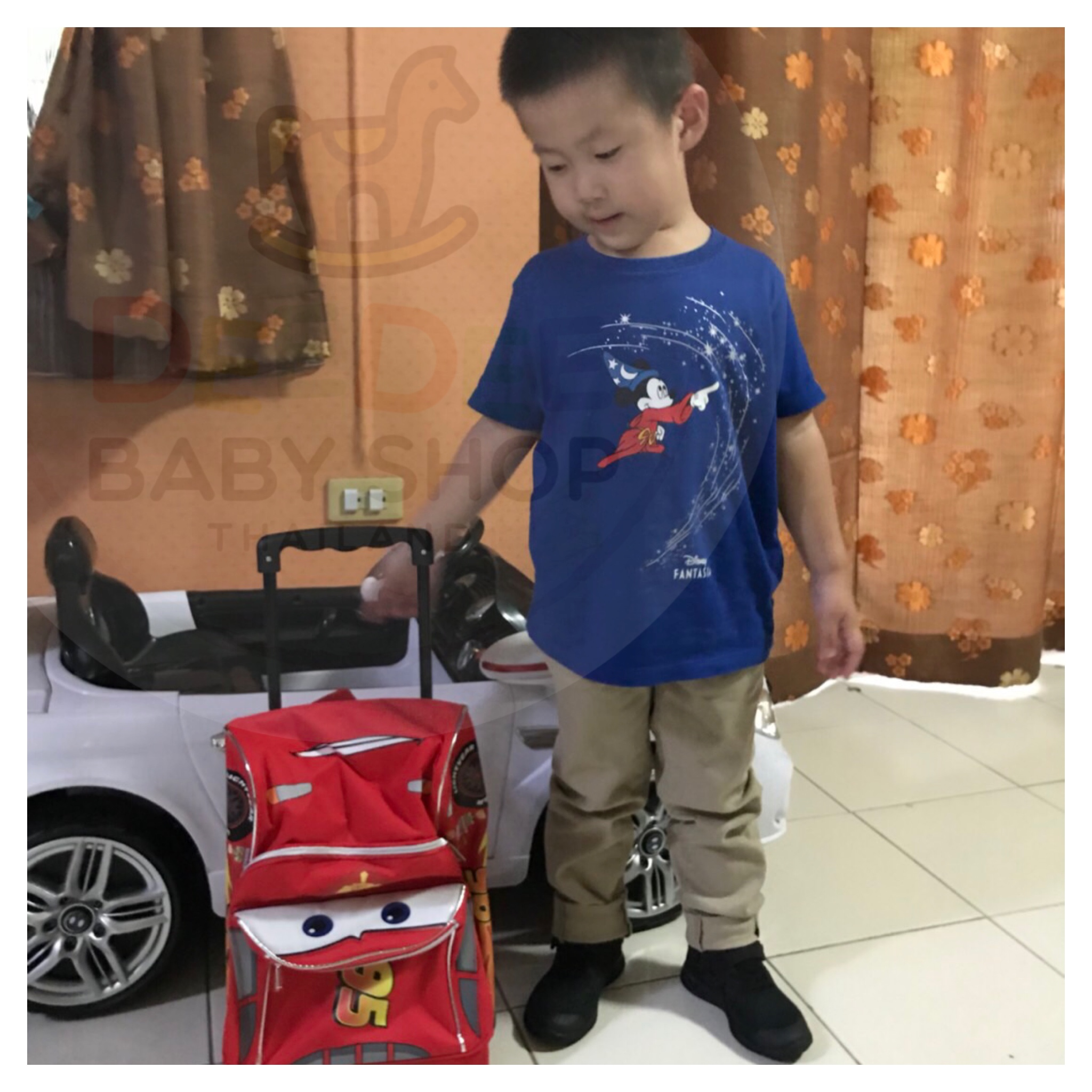 กระเป๋าเป้สะพายหลังพร้อมล้อลาก Ruz Disney Cars Lightning McQueen Toddler Rolling Backpack