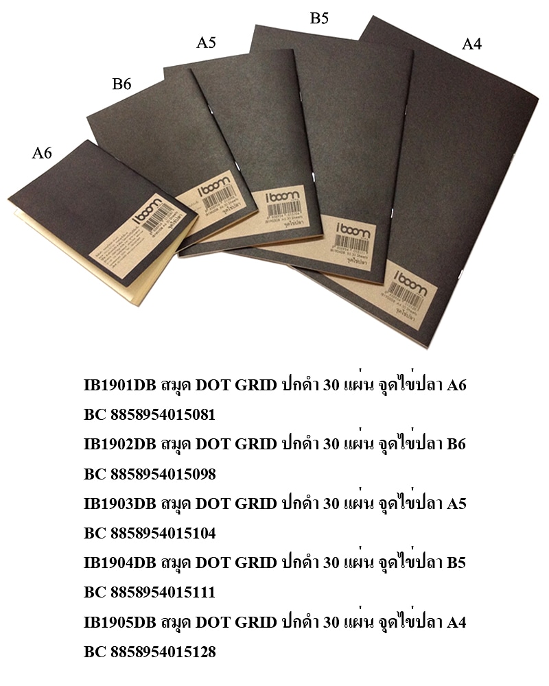 Staple book ,black cover ,30 sheets greenread paper 75 grams (DOT GRID) Size A6,B6,A5,B5,A4