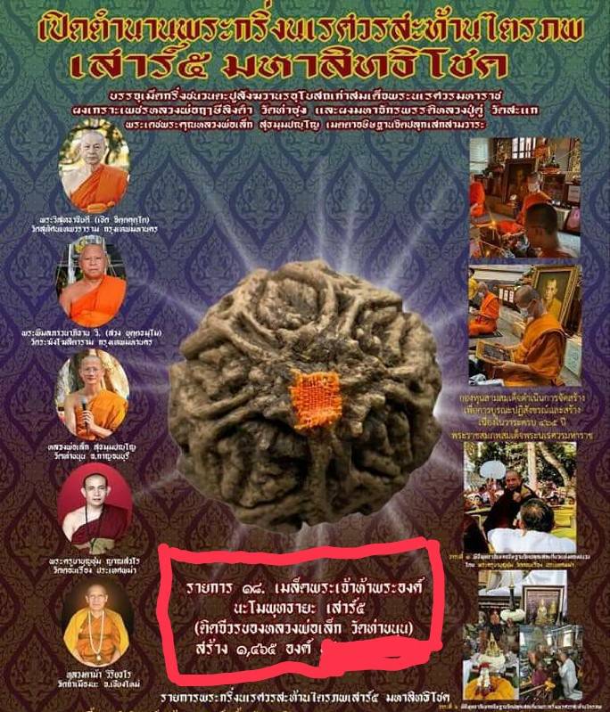 เมล็ดพระเจ้า5พระองค์ ติดจีวร หลวงพ่อเล็ก วัดท่าขนุน (ปลุกเสก 9พิธี เสาร์๕ ปี2563)