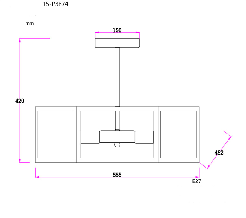 โคมไฟติดเพดานสไตล์วินเทจทรง 6 เหลี่ยม ไฟ 6 ดวง [15-P3874]