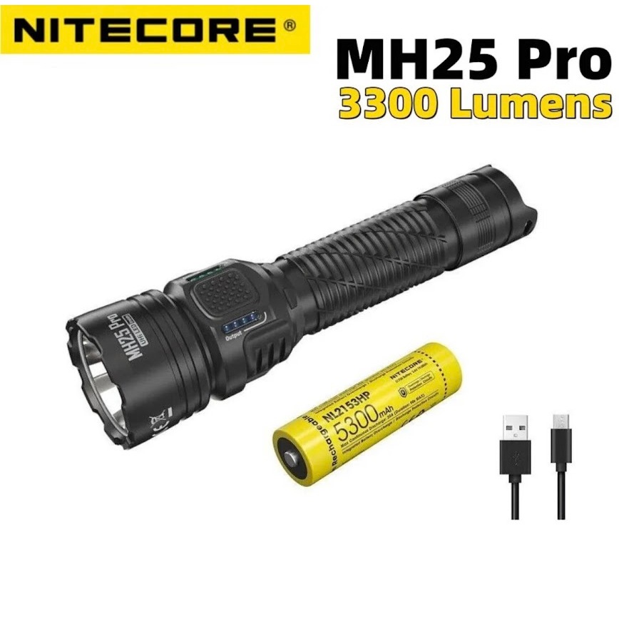 ไฟฉาย Nitecore MH25 Pro LED NiteLab UHi 40 LED แสงขาว 3300 ลูเมน พร้อมสายชาร์จ USB-C และแบตเตอรี่ 21700 x1ก้อน