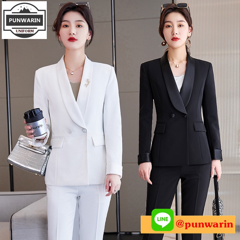 ลุคceoเดรสแฟชั่นไตล์ตะวันตกชุดสูท ชุดทำงาน ชุดคลีนิคความงาม SKU-02811 ภาพ S,M,L,XL ,XXL ,3XL,4XL