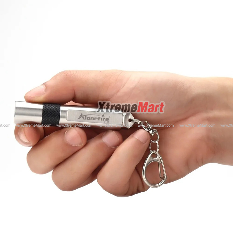 ไฟฉาย Alonefire s107 ไฟฉายขนาดเล็ก พวงกุญแจไฟฉาย ไฟฉายกันน้ำได้ สีเงิน สแตนเลส