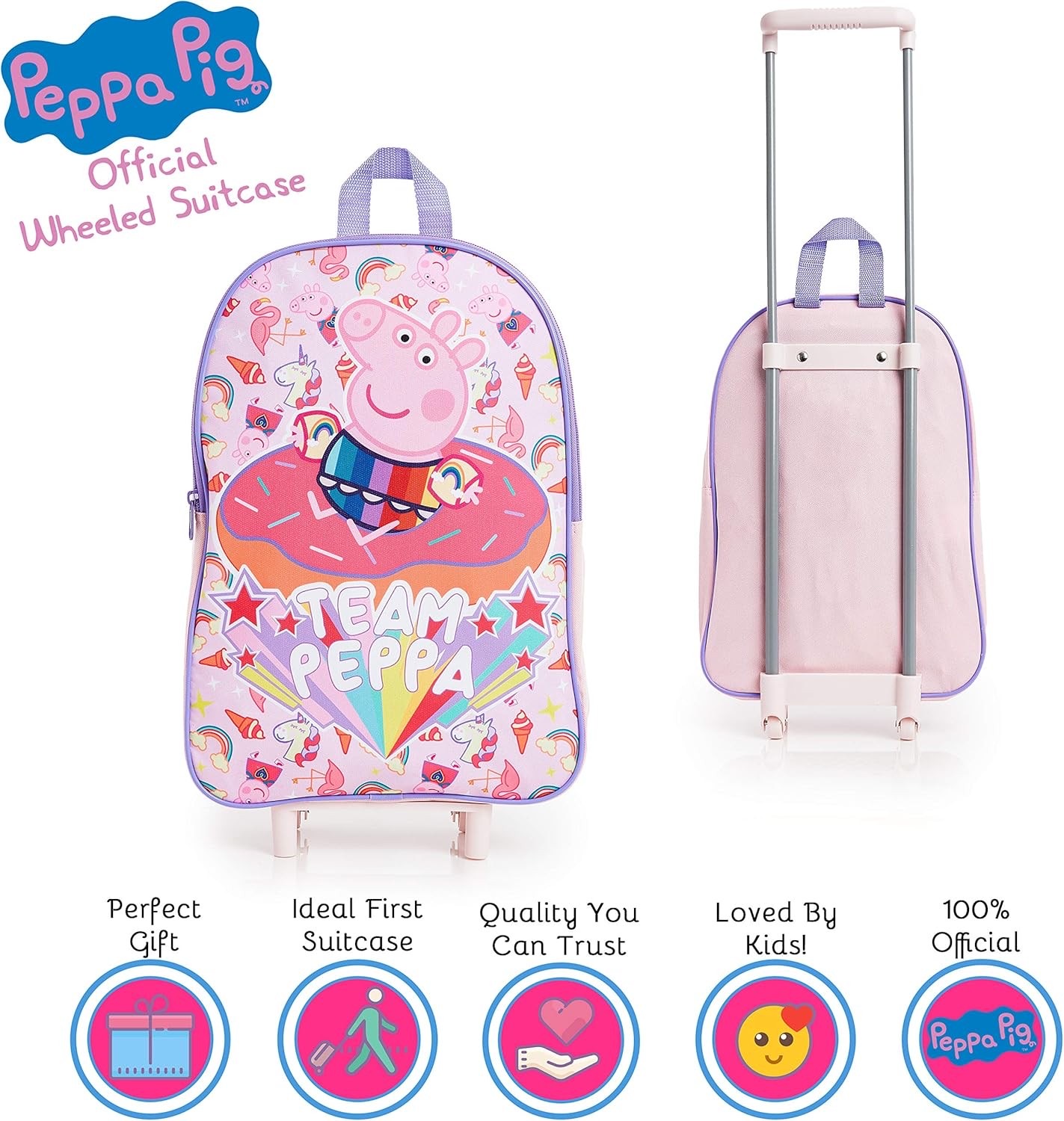 กระเป๋าล้อลากสำหรับเด็กเล็ก Peppa Pig "Team Peppa" Kids Pull Along Wheeled Trolley