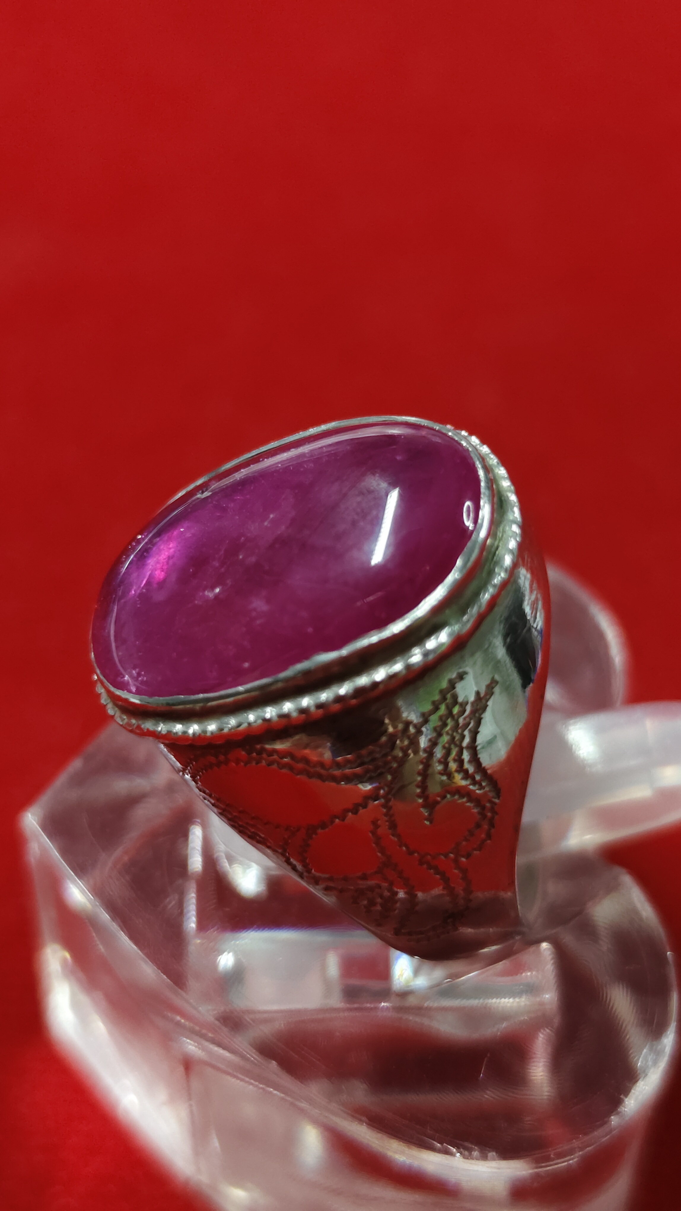 #แหวนทับทิมเนื้อแก้ว รหัสR-0055