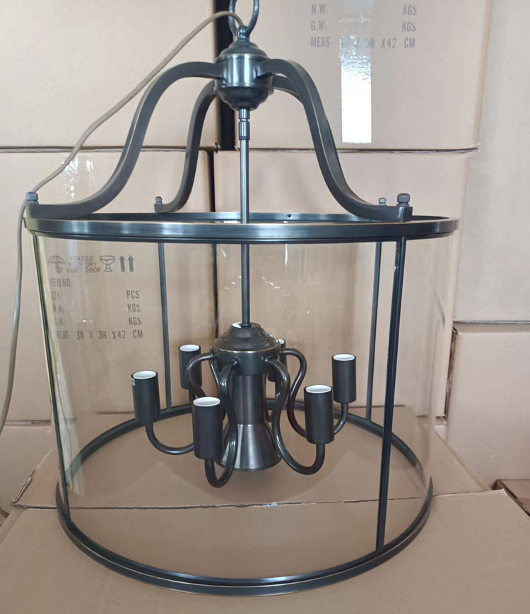 โคมไฟแขวนเพดานกระจกใสทรงกระบอกสไตล์อเมริกัน [GLS-1108]