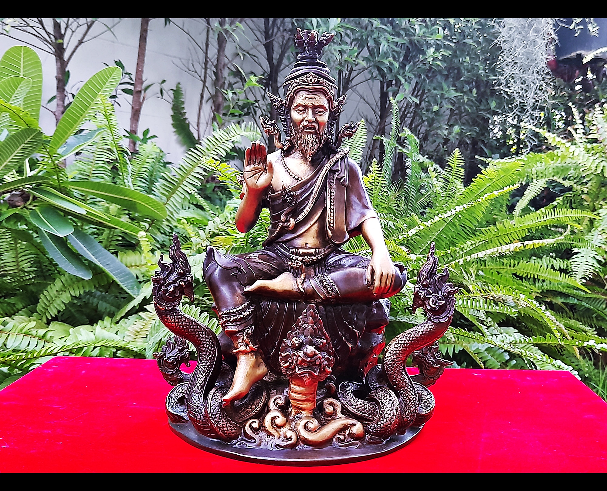 รูปหล่อ พ่อปู่ฤาษี พญานาค(ปู่ฤาษีภุชงค์ บรมครูแห่งสายพญานาคราช) (องค์ขนาดกลาง ตั้งบูชา หน้าตัก5นิ้ว ฐาน8นิ้ว สูง10นิ้ว ครึ่ง) เนื้อทองเหลือง #รับประกันแท้ #เข้าพิธีบวงสรวงแล้ว