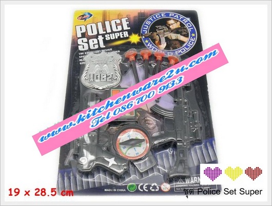 P03909 ชุด Police set super ของเล่น ราคาส่งต่อโหล: 12 ชุด (180 บ/โหล ส่ง 15 บาท ขายส่งทุกอย่าง 20 บาท)