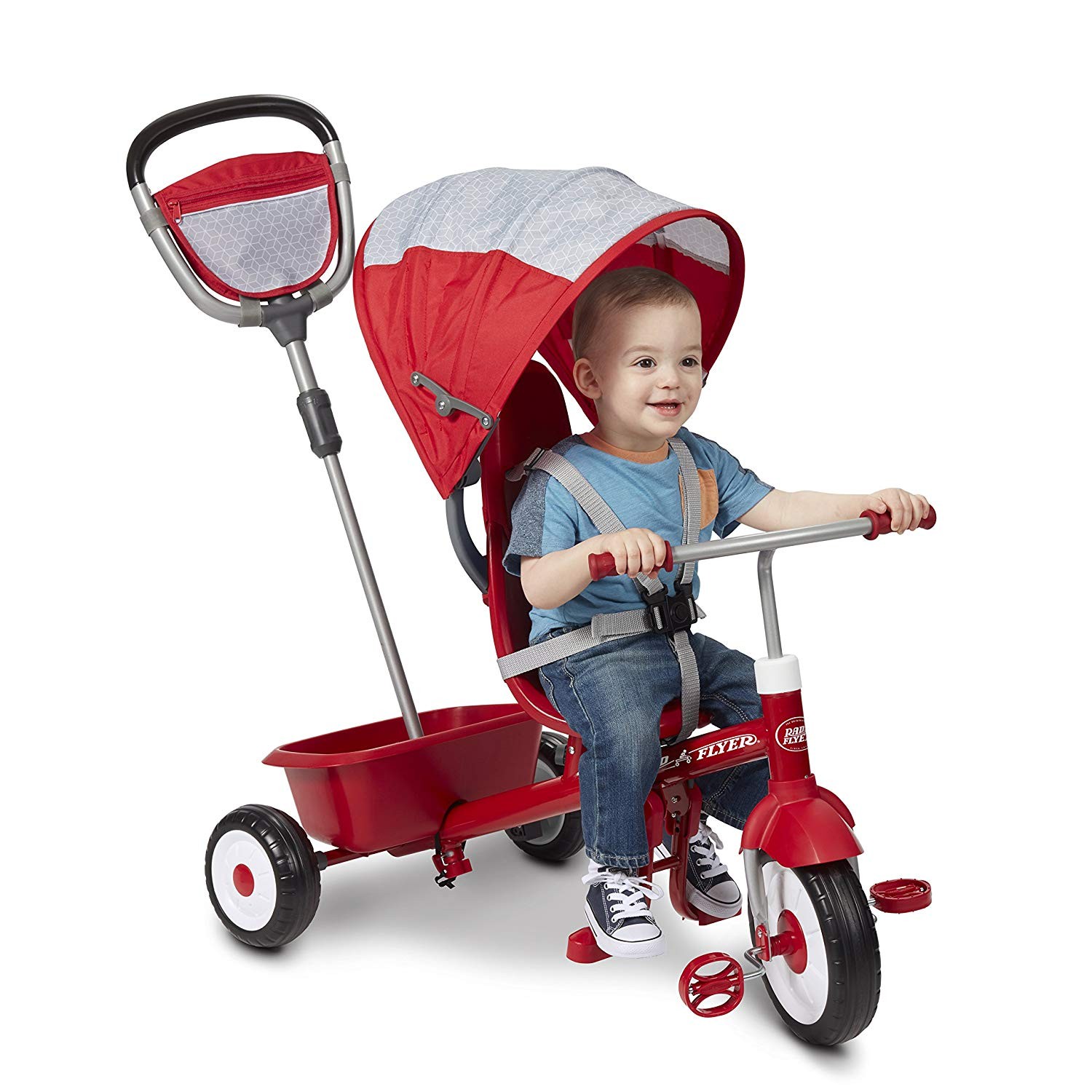 รถเข็นเด็กและรถจักรยานสามล้อเอนกประสงค์ Radio Flyer 5-in-1 Stroll 'n Trike