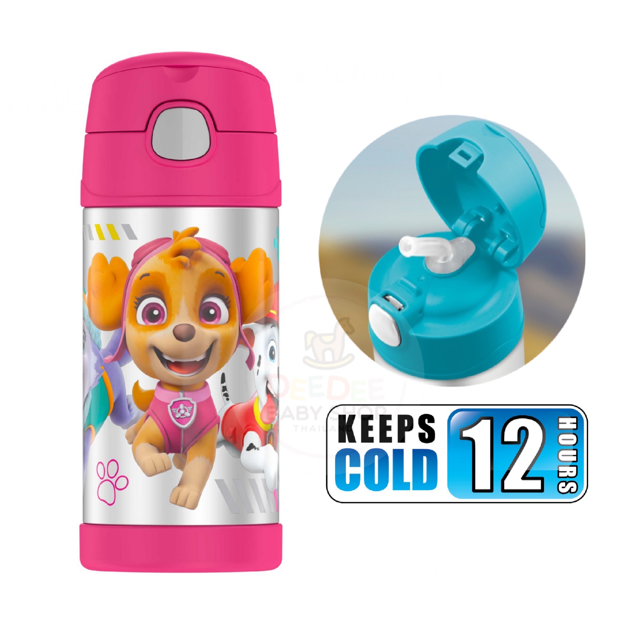 กระติกน้ำสเตนเลสรักษาอุณหภูมิ Thermos Paw Patrol FUNtainer Vacuum Insulated Stainless Steel Bottle 12OZ (Pink / 2021)