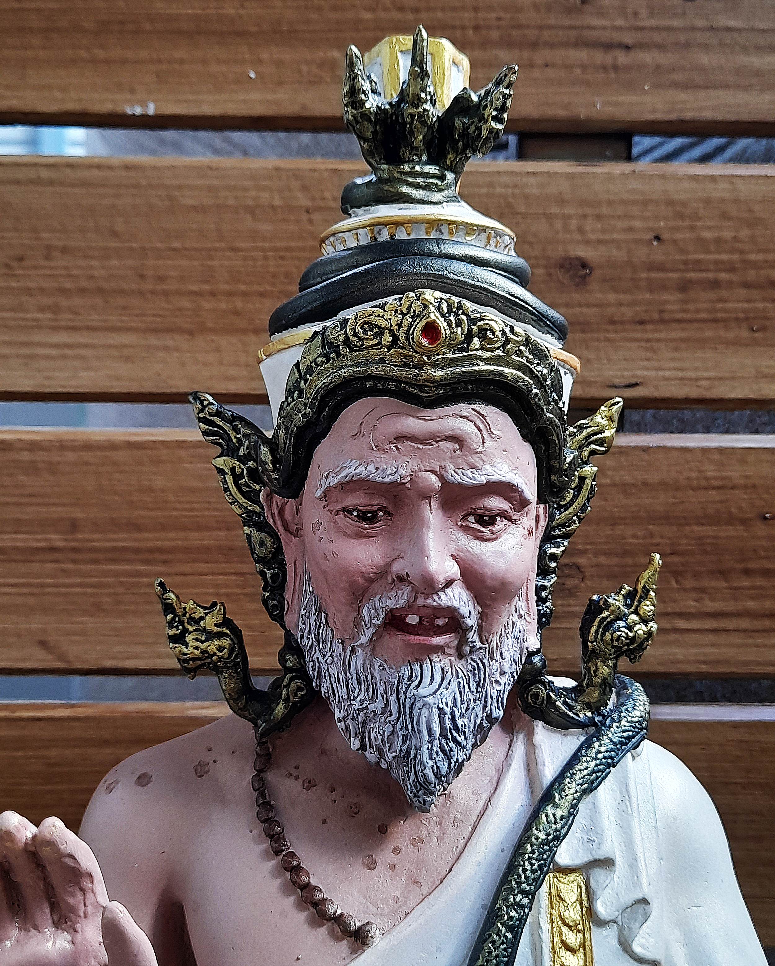 รูปหล่อ พ่อปู่ฤาษี พญานาค(ปู่ฤาษีภุชงค์ บรมครูแห่งสายพญานาคราช) (องค์ใหญ่ขนาดตั้งบูชา หน้าตัก9นิ้ว ฐาน15นิ้ว สูง19นิ้ว) เนื้อทองเหลือง เพ้นสี #รับประกันแท้ #เข้าพิธีบวงสรวงแล้ว