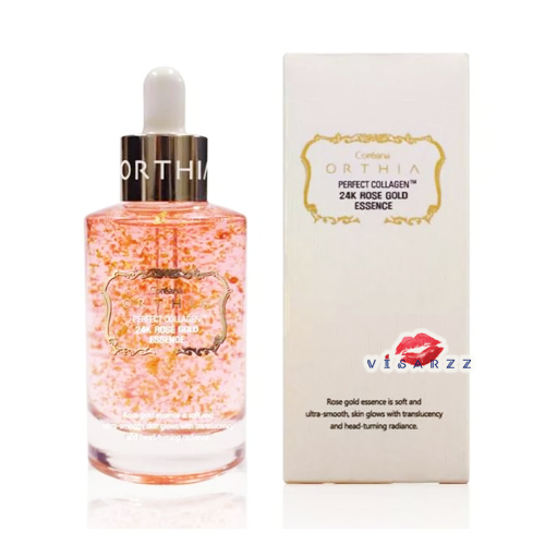 Coreana Orthia Perfect Collagen 24K Rose Gold Essence 50mL เซรั่มทองคำ 24K เอสเซ้นที่รวมคุณค่าจากส่วนผสมธรรมชาติหลักๆคือดอกกุหลาบและทองคำ24K เน้นบำรุงผิวแบบล้ำลึกและกักเก็บความชุ่มชื้นเติมคอลลาเจนให้ผิวนุ่มยืดหยุ่นชะลอและลดเลือนริ้วรอยเหมาะมากสำหรับผิวขาด