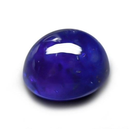 Blue Sapphire พลอยรูปไข่หลังเบี้ย Oval Cabochon หนัก 5.48 กะรัต สีน้ำเงินเข้ม สีสวย ไม่ติดดำ ความสะอาดมีตำหนิภายในเม็ด ผิวเรียบเนียน