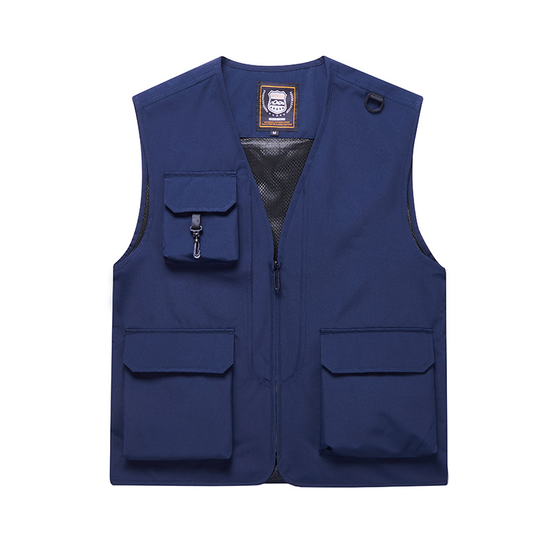 เสื้อกั๊กตาข่ายหลายกระเป๋าสำหรับปีนเขากลางแจ้ง เสื้อกั๊กถ่ายภาพ เสื้อกั๊กสัมภาษณ์ พิมพ์โลโก้ N6811001 สีภาพ S-6XL