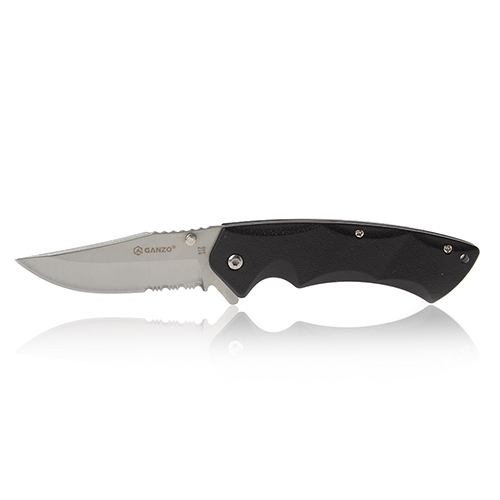 มีดพับ GANZO G617 Folding Knives ใบกึ่งหยัก (ด้ามสีดำ)